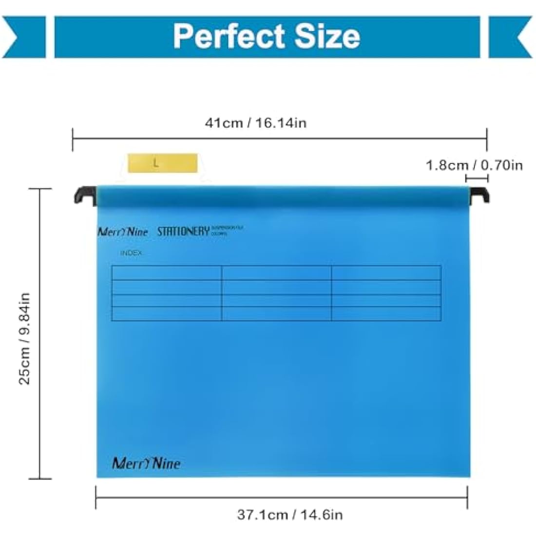 Suspension Files, MerryNine 15PCS Polypropylene Filing Cabinet Suspension Files with Tabs and Card Inserts for School Home Work Office Organization **Check Size Before Ordering ** (Bule, Foolscap)