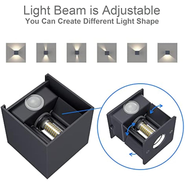 Klighten 2PCS Outdoor Wall Light with Motion Sensor, Waterproof IP54 Outside Wall Lamps with Sensor, Adjustable Beam Angle, Natural White 4000K, Antracita (G9 LED Bulb Include)