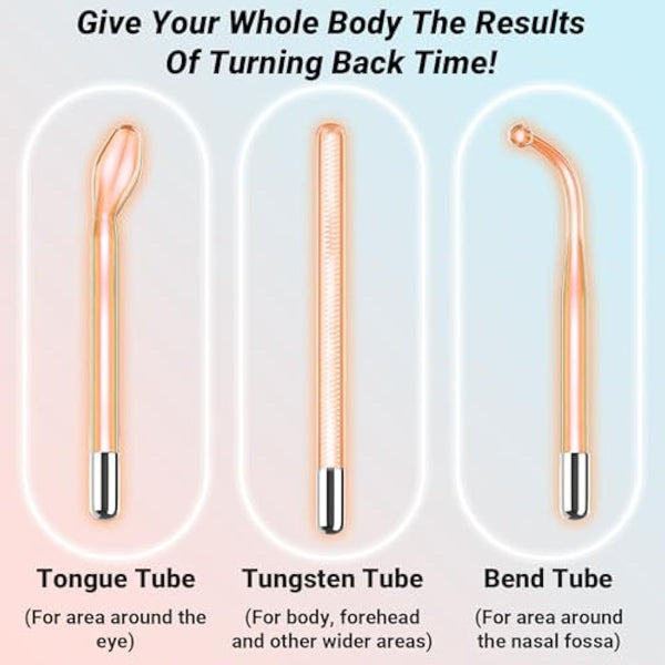 High Frequency Wand - TUMAKOU 6 IN1 Portable Neon High Frequency Facial Skin Tightening Wand Machine - Orange Light Therapy Electrode Face Device for Acne,Wrinkle,Hair - with Different 6 Glass Tubes