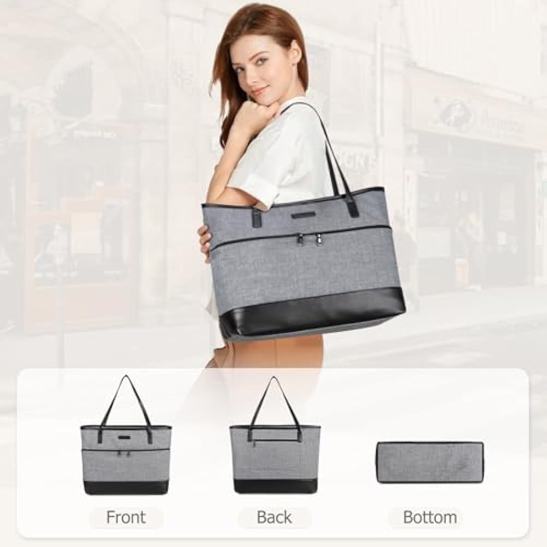 Kasgo Laptop Bag for Women,Water Resistant 15.6 inch Tote Bag Women Shoulder Bag Large Ladies Handbag Purse Teachers Bag Work Bag with Luggage Sleeve for Office Travel School