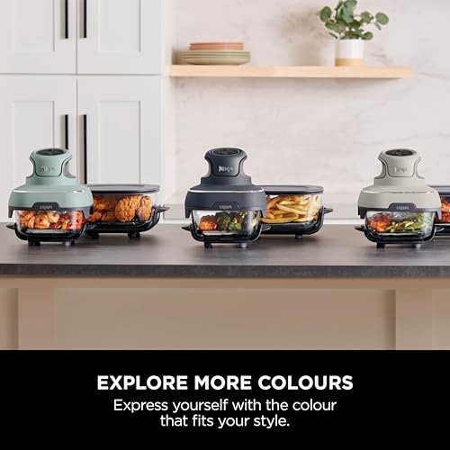 Ninja CRISPi Portable Air Fryer, 3.8L, 4-in-1: Air Fry, Roast, Keep Warm, Recrisp, Space Saving Compact Design, 2x Removable Glass Containers & Lids, 1700W, Cyber Space Blue FN101UKGY