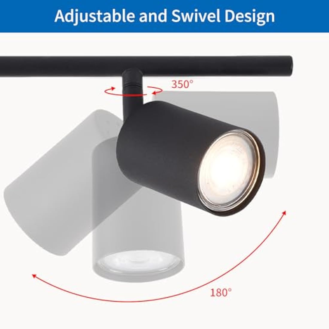 ANWIO 6 Black GU10 Spotlight Ceiling Lights,Bedroom Kitchen Lights Ceiling,GU10 Industrial Hallway Ceiling Light Fitting,Spot Light Bar Indoor Adjustable Light Ceiling Spot Lamp(Bulbs Not Included)