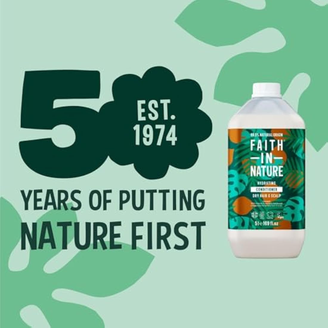 Faith In Nature Organic Coconut Conditioner, Hydrating for Dry Hair & Scalp, Vegan & Cruelty Free, No SLS, Silicones or Parabens, 5L Refill Pack