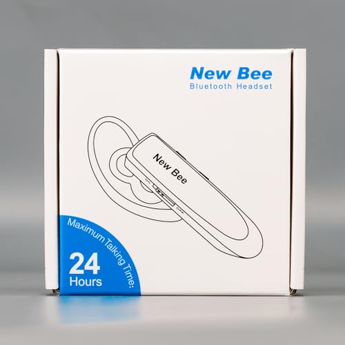 New bee Handsfree Bluetooth Earpiece, Wireless Bluetooth Headset with Microphone 60 Days Standby Headphones with Microphone for iPhone, Samsung, HTC, LG, Sony, PC (Black)