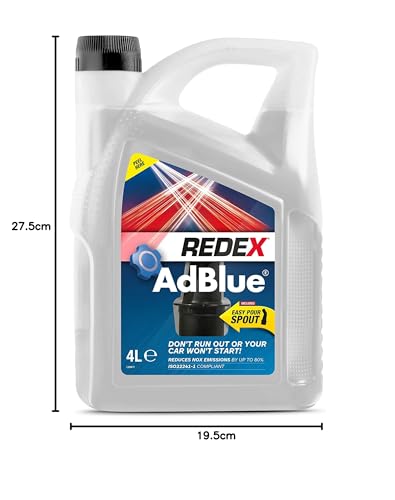 Redex AdBlue Additive 4L, AdBlue With Easy-Pour Spout, Reduces NOX Emissions, Quick & Easy Filling, Keep Spare In Boot, Premium Quality AdBlue Diesel Exhaust Fluid, No-Spill Bottle, 4 Litres
