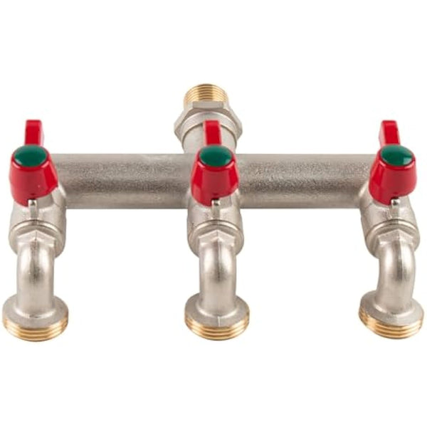 Hydrogarden Multi-Tap Connector 3-Way, G1/2 Inch Inlet and Three G3/4 Inch Outlet Outside Taps, Frost-Proof Outside Spigot Replacement with 3 Outlets for Home