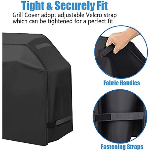 Grill Cover, Waterproof BBQ Grill Cover, 58 inch Rip-Proof and Anti-UV Barbecue Gas Grill Cover Compatible for Weber Char-Broil Nexgrill Grills and More