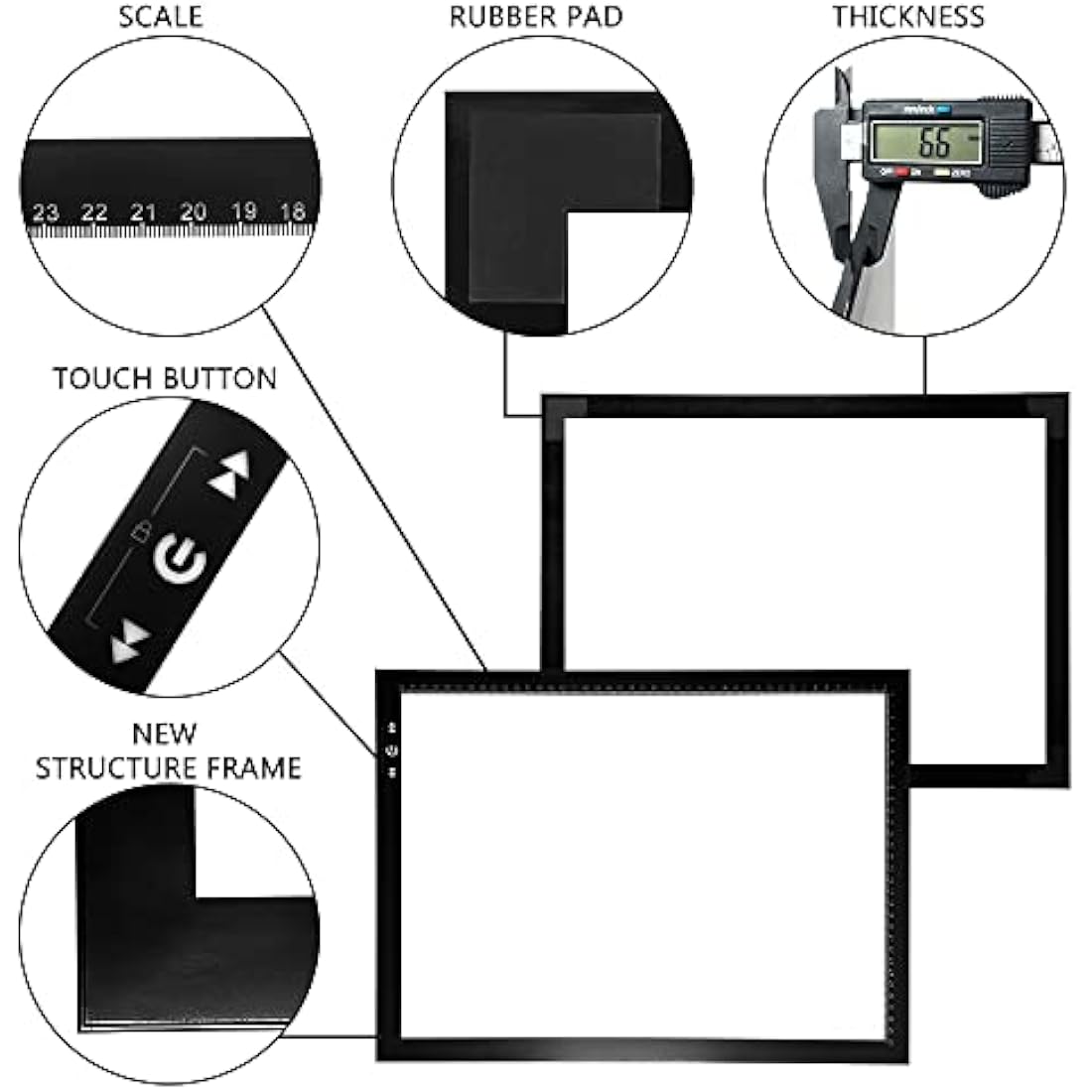 HSK A3 Artist tracing Light Box Copy Table, 12V1A Adapter Power Dimmerable 6000 Lux Lock Button Artcraft Light Pad for Tatto Drawing, Sketching, Animation,Diamond Painting
