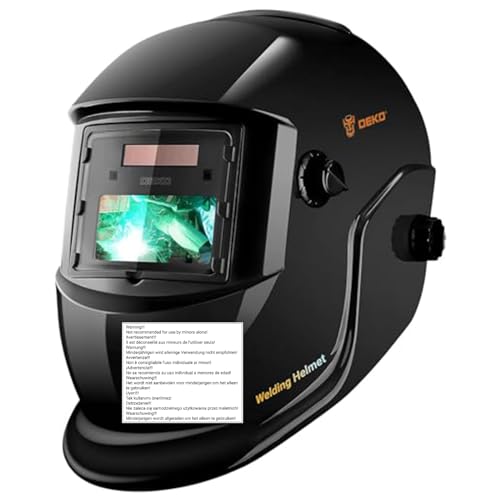 DEKO Welding Helmet Auto Darkening: True Color Solar Powered Auto Darkening Welding Helmets Welder Mask Hood (Skull Design)