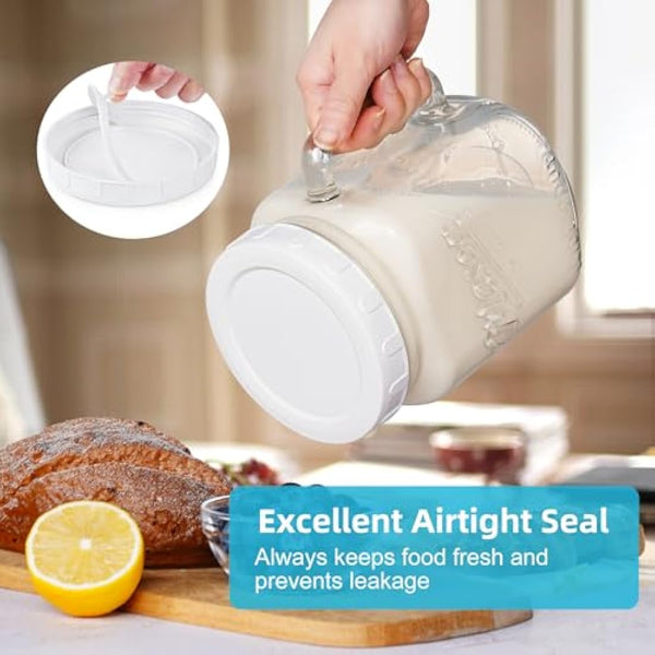 Absovetu 2 Pack Large Glass Jars with Lids 2160 ml/74oz - Wide Mouth Mason Jars with Handle Glas Storage Jars with Lids Airtight for Juice Milk Water Pickle Hot Chocolate Coffee