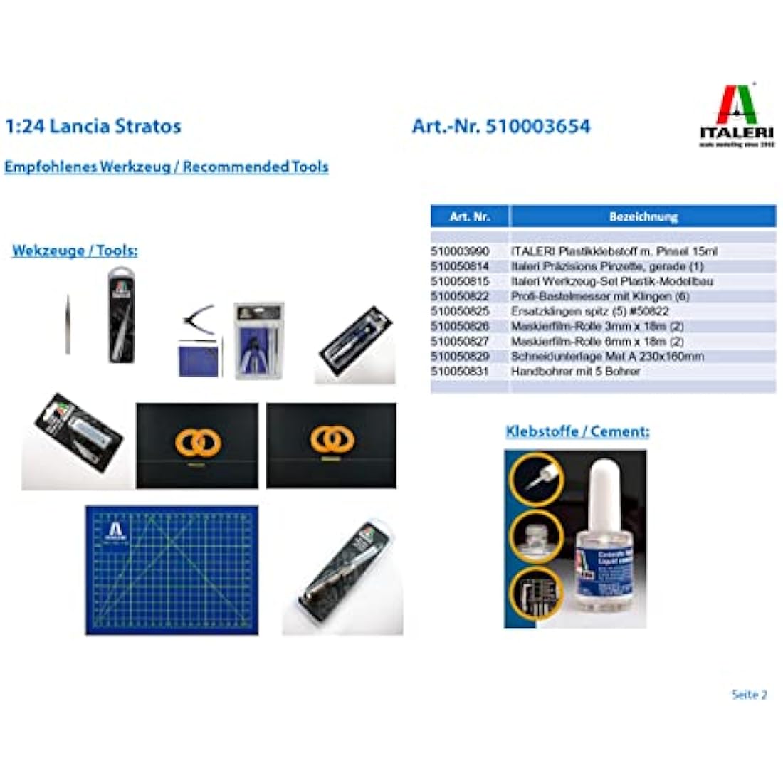Italeri 3654 1: 24 Lancia Stratos Vehicle