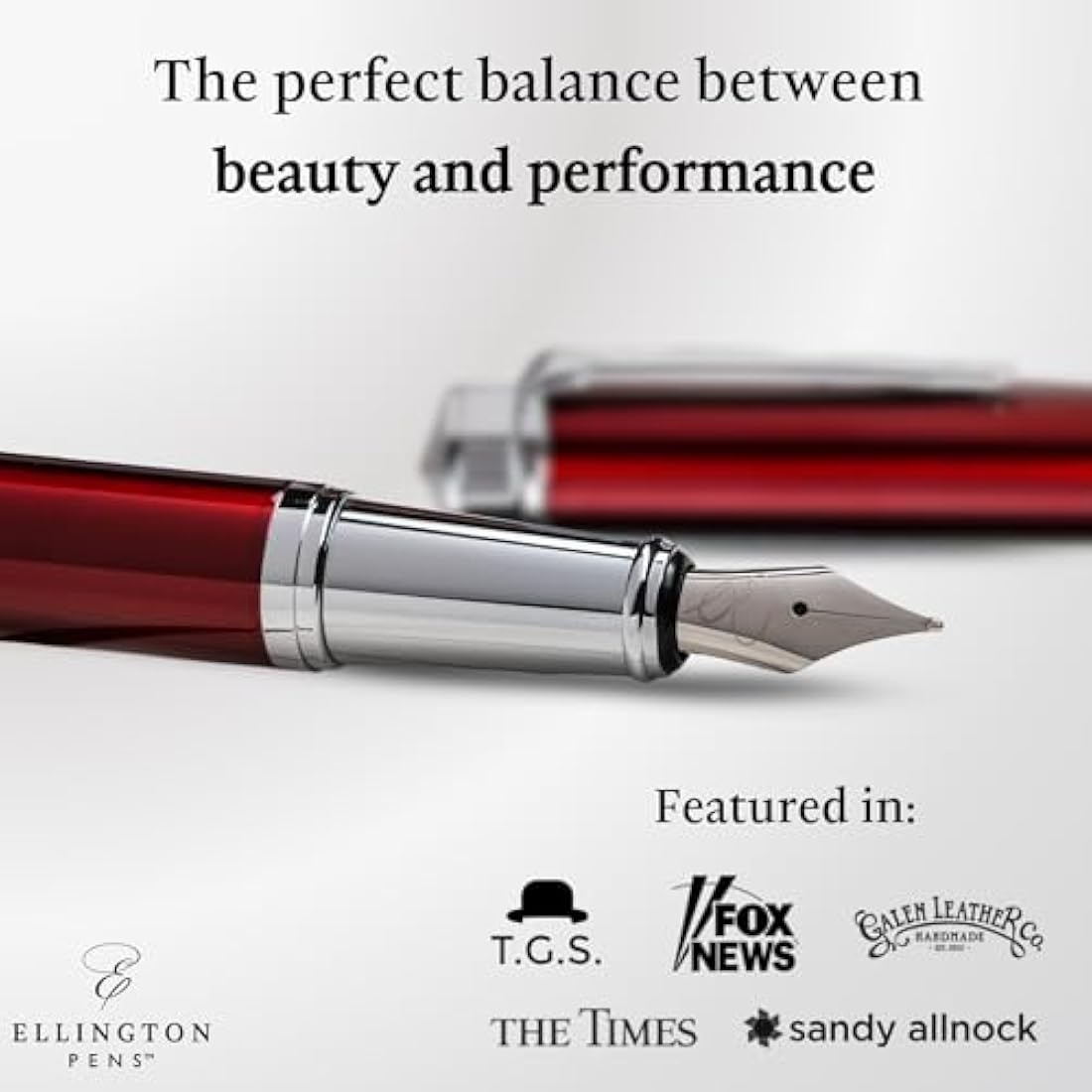 Ellington Pens Luxury Fountain Pen Set- Fountain Pens for Writing - Smooth Nib - Includes Refillable Ink Converter, 3 Ink Cartridges [2 Black & 1 Blue], Gift Box - Elegant Calligraphy