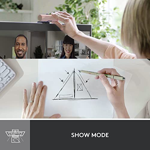 Logitech Brio 500 Full HD Webcam with Auto Light Correction, show Mode, Dual Noise Reduction Mics, Webcam Privacy Cover, Works with Microsoft Teams, Google Meet, Zoom, USB-C Cable, Streaming - White