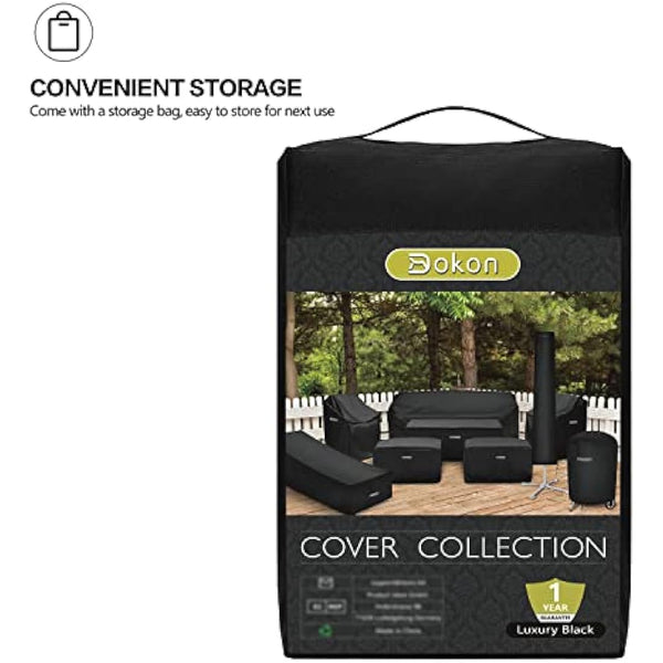 Dokon Garden Furniture Covers Waterproof Heavy Duty 600D Oxford Fabric Garden Table Cover with Air Vent Windproof Anti-UV Outdoor Table and Chairs Covers, Patio Set Cover Round (Ø128x71cm) - Black