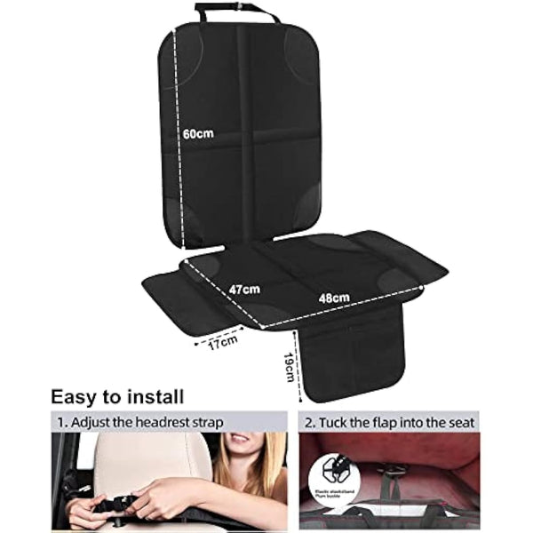 HONZUEN Baby Car Seat Protector Universal Thick Child Seat Protector with ISOFIX with Mesh Pockets Non-Slip Black Child Car Seats Covers Protectors for Kids Seat Liner 1 Pack