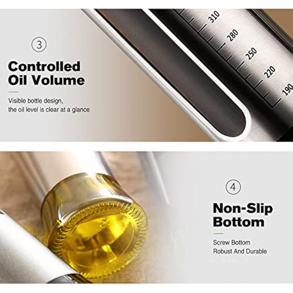 ACEWARMS Oil dispenser bottle for kitchen, Olive oil bottles with drizzlers, Vinegar bottles, 500ml 4Pack glass soy sauce bottles with lids+Stainless steel funnel (500ml 4Pack)