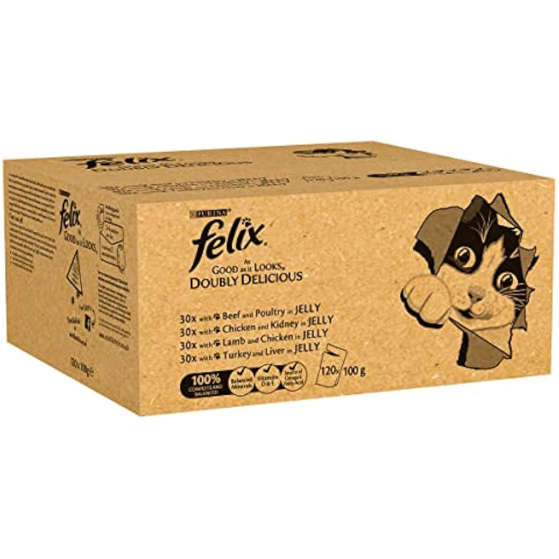FELIX Doubly Delicious Meat Selection in Jelly Wet Cat Food 120x100g