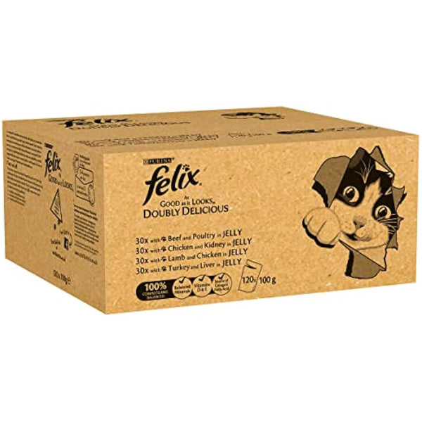 FELIX Doubly Delicious Meat Selection in Jelly Wet Cat Food 120x100g