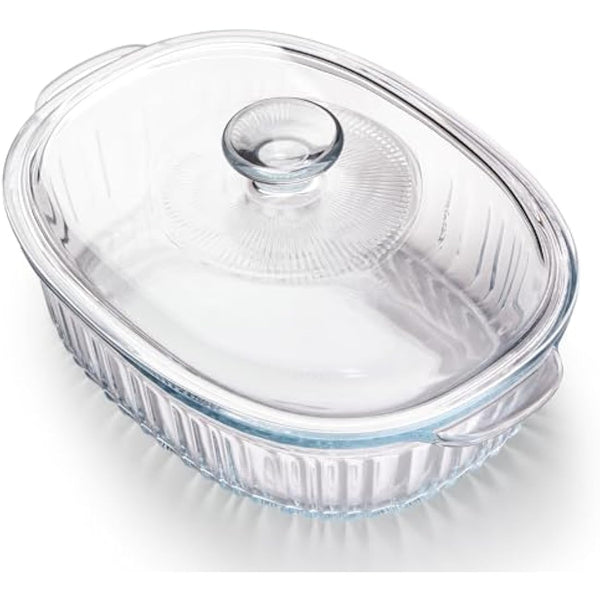 NUTRIUPS 3L Oval Glass Casserole Dish with Lid, Borosilicate Glass, Large Oval Casserole Dish for Oven, Oven Proof Dishes with Lids(31×21.5×13cm）