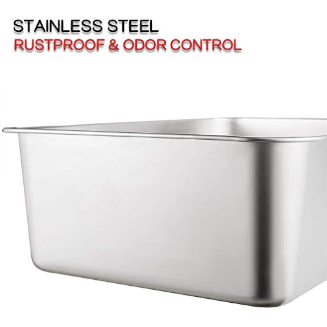 Yangbaga Cat Litter Tray 20"*14"*6" Stainless Steel, Odourless and Spacious Design for Easy Cleaning, Ideal for Large Cats, Multiple Pet Households, Rustproof with Non-Slip Base