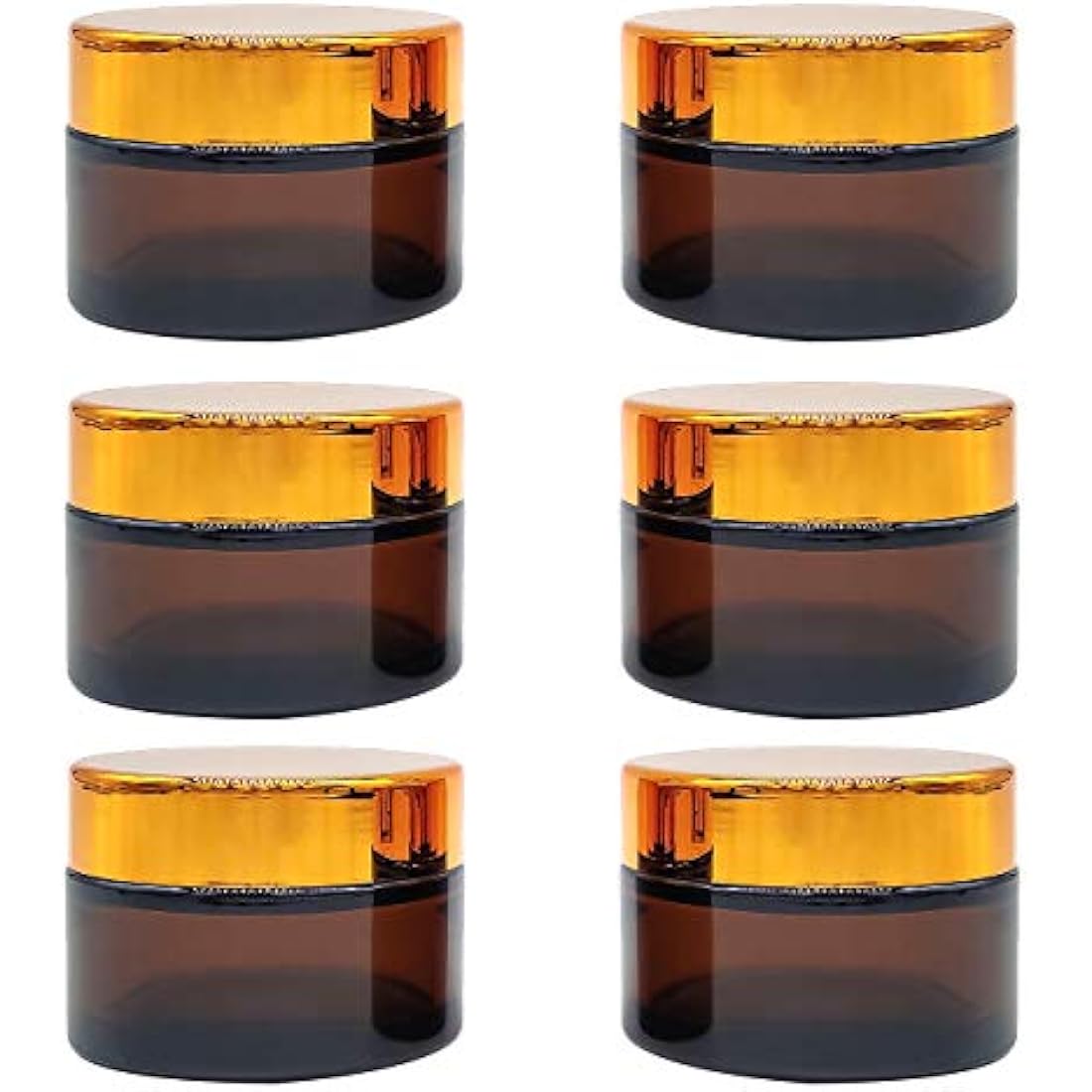 6 Pcs Amber Glass Jars, Refillable Small Glass Jars with Lids, 50ml Travel Pots for Storage Homemade Facial Cream Lotion Ointment