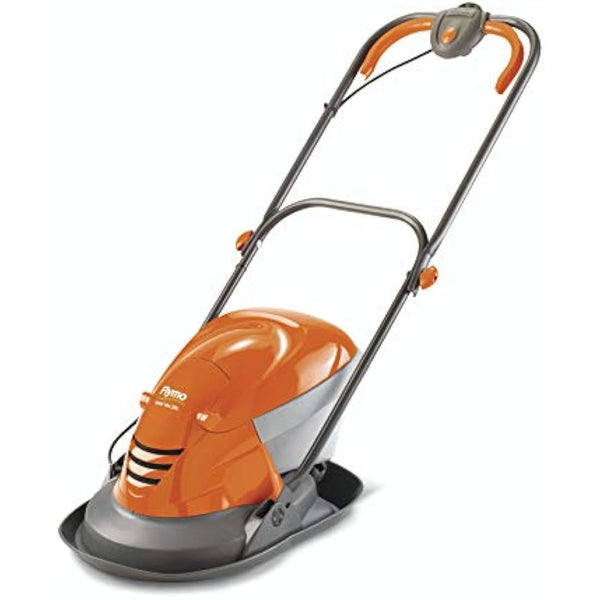 Flymo Hover Vac 250 Electric Hover Collect Lawn Mower - 1400W, 25cm Cutting Width, 15L Grass Box, Ambidextrous Handles, Folds Flat, Orange and Grey