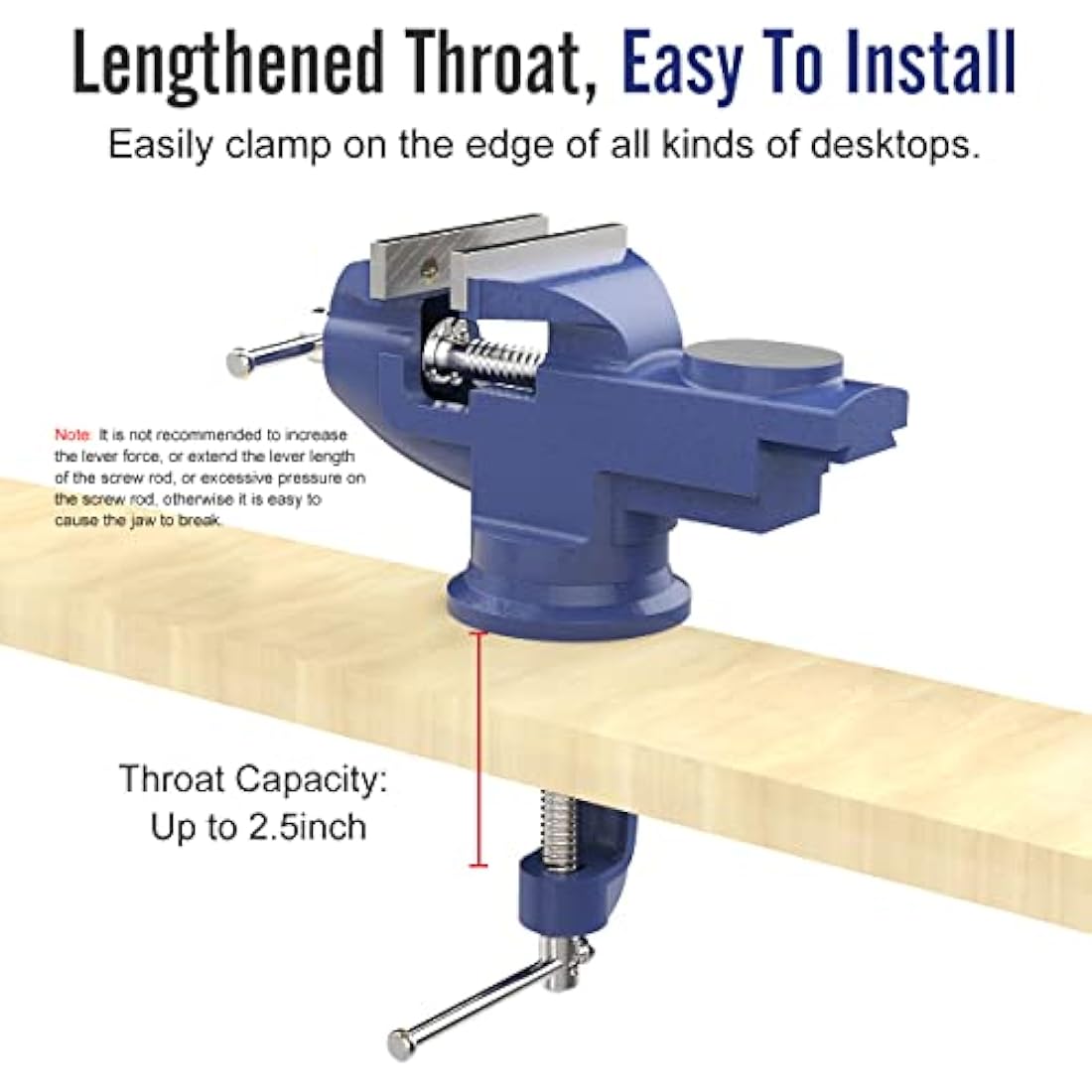 Housolution Universal Table Vice 3 Inch, 360° Swivel Base Bench Clamp Home Repair Tool - Portable Work Bench for Woodworking, Cutting Conduit, Drilling, Metalworking - Blue