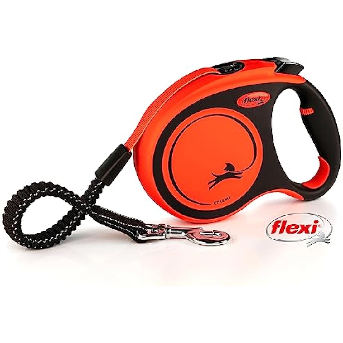 Flexi Xtreme Tape Orange & Black Large 5m Retractable Dog Leash/Lead for dogs up to 65kgs/143lbs