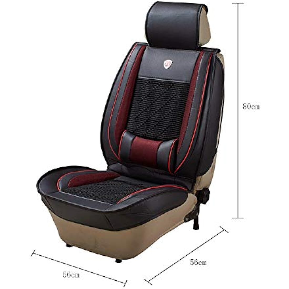 JSCARLIFE PU Leather Auto Car Seat Covers Universal Car Seat Cover Cushion Back Support Waist Massage (Black)