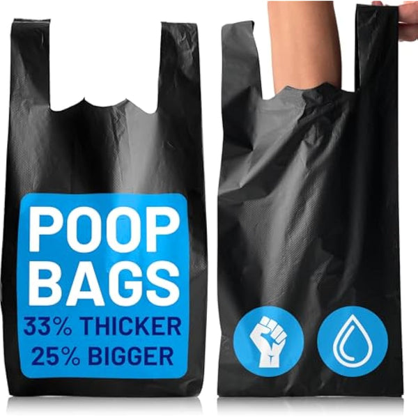 Large Dog Poo Bags - 2000 Pack, 33% Thicker & 25% Larger Poop Bag with Easy Tie Handles, 100% Leak Proof, Odour Free Pet Waste Disposal, Discreet Opaque Black