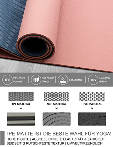 Non-Slip Yoga Mat with Carry Strap, 8 mm Extra Thick