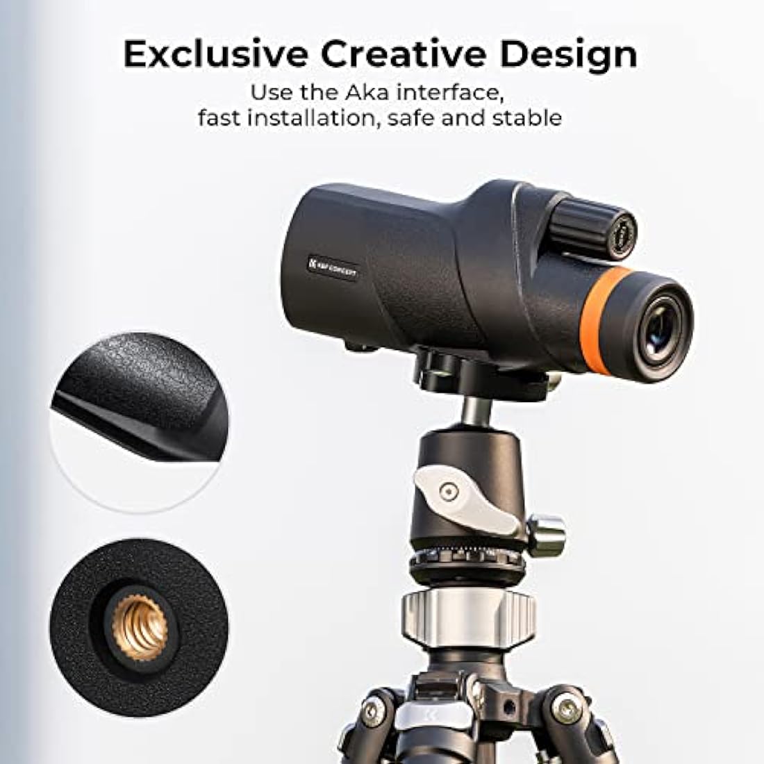 K&F Concept 12X50 High Power Monocular，Waterproof HD Pocket Monoculars Scope for Adults with BAK4 Prism & FMC Lens- IP66 Waterproof- for Bird Watching Hiking Hunting Camping Travelling, Black