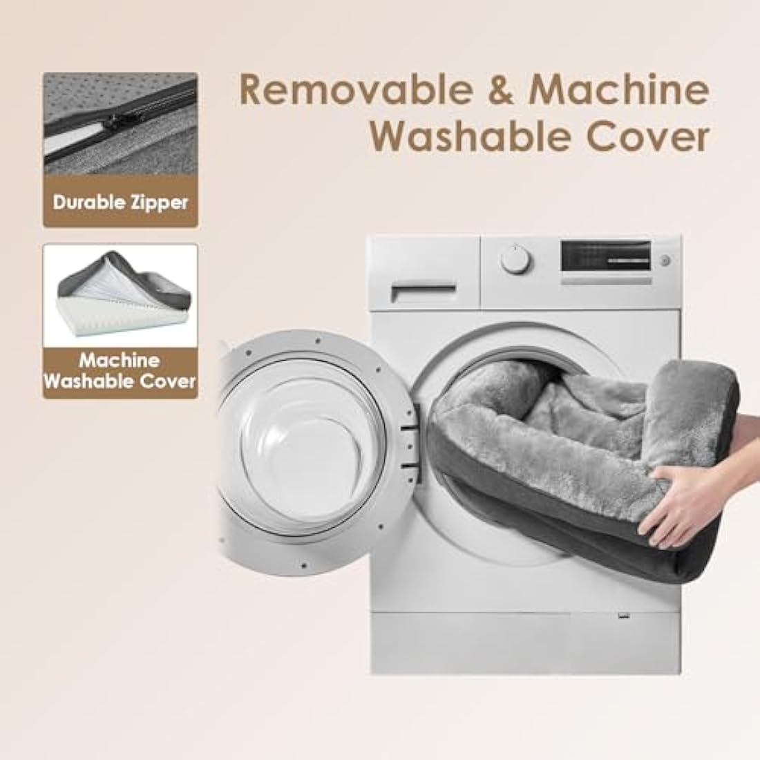 EHEYCIGA Memory Foam Dog Beds Large, Orthopedic Dog Beds Sofa with Sides and Waterproof Liner, Pet Couch with Washable Removable Cover and Non-Slip Bottom, 91x68x17cm, Dark Grey