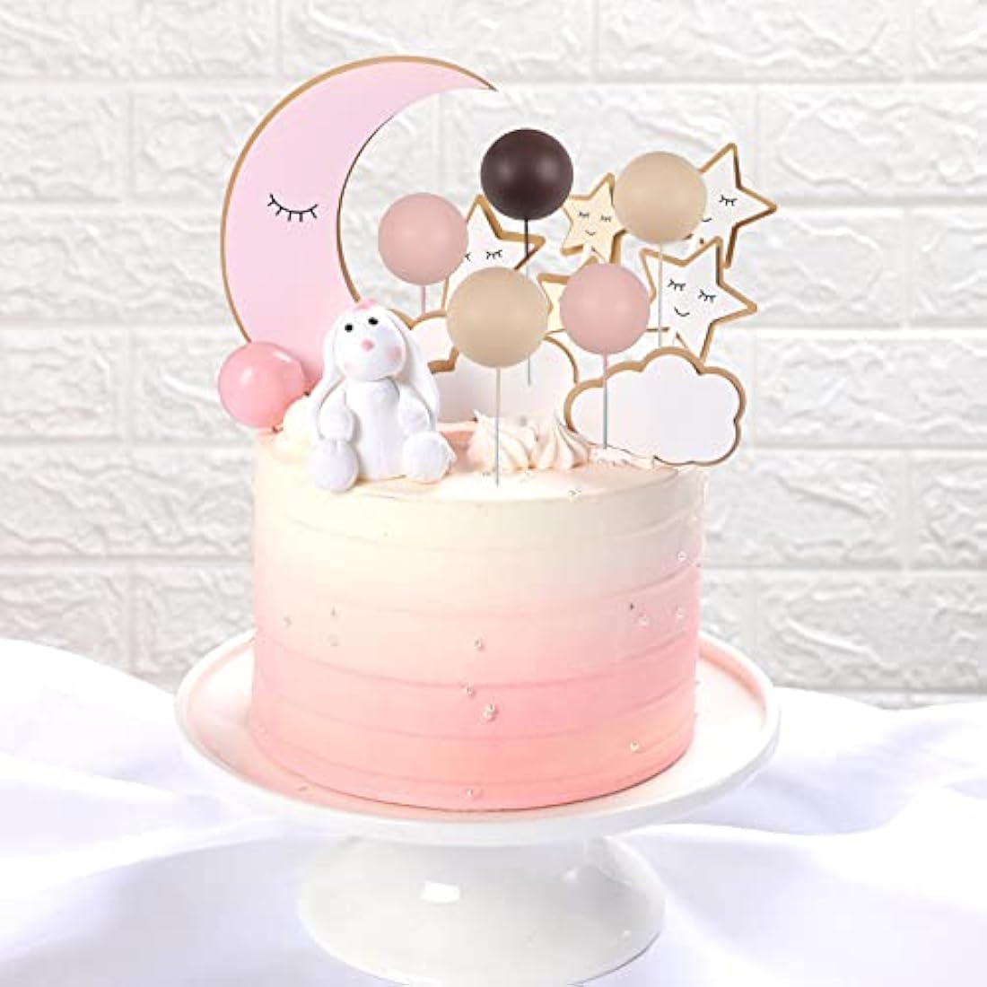 Gyufise 30Pcs Mini Balloon Cake Topper Brown Foam Ball Cake Topper Decorations Faux Pearl Balls DIY Cake Insert Topper Baking Decoration for Wedding Baby Shower Girls Boys Birthday Party Supplies