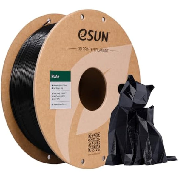eSUN PLA+ Filament 1.75mm, Enhanced Toughness, Dimensional Accuracy +/- 0.03mm, 1KG Spool (2.2 LBS) 3D Printing Filament for 3D Printers, Polylactic Acid, Black