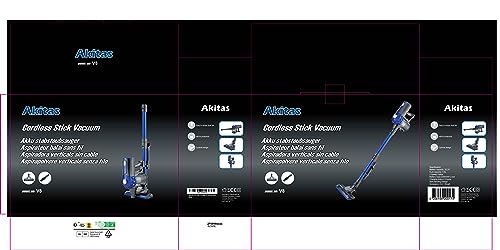 Akitas Cordless Vacuum Cleaner Upright Handheld Stick Lightweight Rechargeable Lithium Battery Good For Carpet, Pet Hair (AKV8)