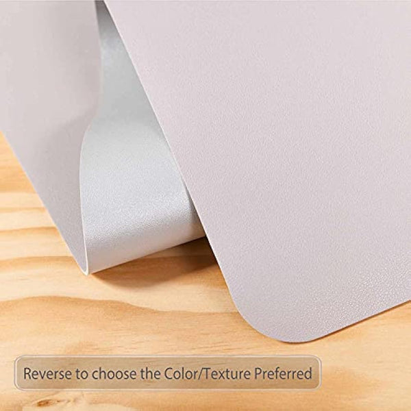 Desk Pad Large, Desk Mat, Extended Mouse Mat, Mouse Pad L, Desk Blotter, DOBAOJIA Laptop Pad Writing Pad for Office/Home, Dual-Side Use PU Leather Waterproof 23.6" X 13.8"(Light Gray/Silver)