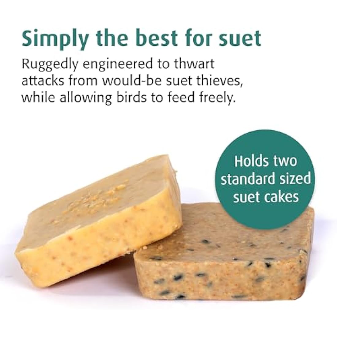 Squirrel-proof Bird Feeder for Suet Cakes - Jacobi Jayne Squirrel Buster Suet – Pigeon Proof Metal Bird Suet Feeder for Wild Birds – Easy Clean Hanging Suet Bird Feeder for Garden Birds