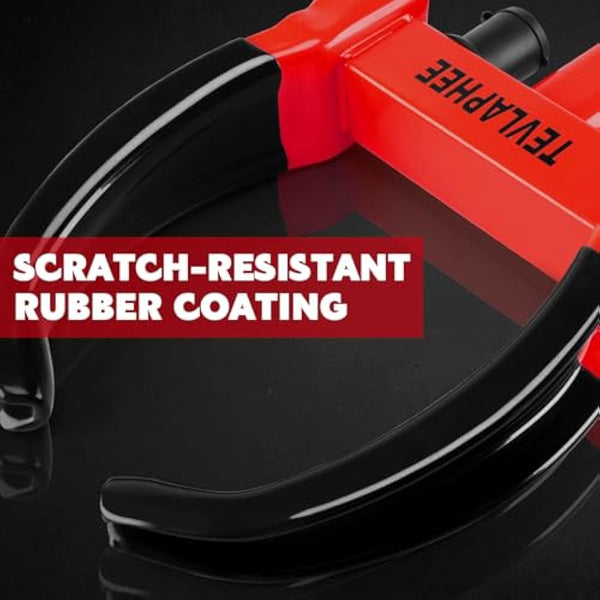 Tevlaphee Wheel Clamp Lock Heavy Duty Anti-Theft, Adjustable Security for Cars, Vans, Motorhomes (Fits 7-11" Tyres), Weatherproof & Vandal-Resistant Design (Black&Red)