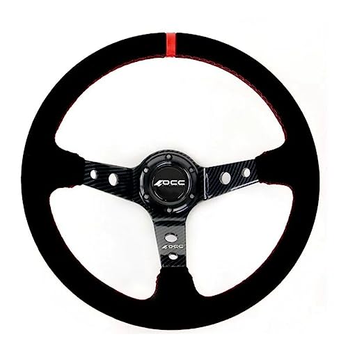 OCC MOTORSPORT OFFSET STEERING WHEEL CLASSIC MODEL PERFORATED LEATHER WITH BLACK ARMS - 90 MM FULL DISH WHEEL - 350MM (14 INCH)