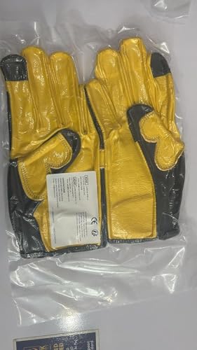 WESTWOOD FOX Gardening Working Gloves Garden Thorn Proof Flexible Heavy Duty Leather Mechanic Utility Dexterity Breathable Construction Gloves for Work Mens Women (Metallic Orange, L)