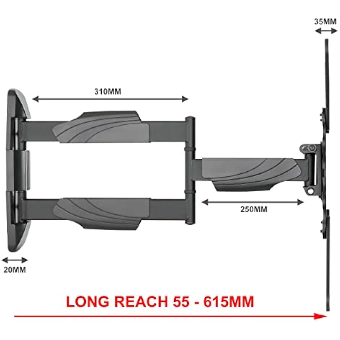 Intec brackets - Long 610mm Reach Ultra Slim Fitting Strong Cantilever Tilt and Swivel TV Wall Mount Bracket Fits 42” – 55” TV's with VESA Fittings of 300x300 and 400x400