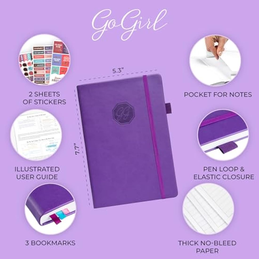 GoGirl Weekly Schedule Planner – Hourly Work & Life Planner with Time Slots – Vertical Agenda Organizer for Daily Productivity, A5 (Purple)
