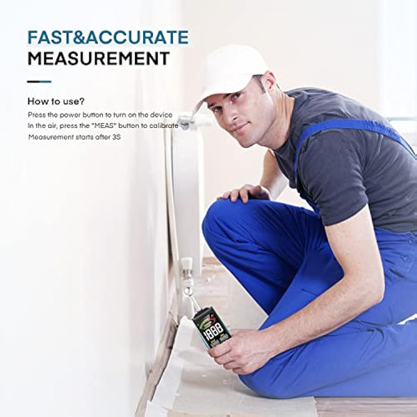 DURFICST 3-inch Color HD Large Screen Moisture Meter with Cloth Bag, 20-40mm Depth Analysis, for All Building Materials, Wood, Wall, Plaster, Masonry