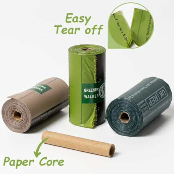 GREENER WALKER Poop Bags for Dog Waste 1080 Bags, Extra Thick Strong 100% Leak Proof Biodegradable Dog Waste Bags (Brown)
