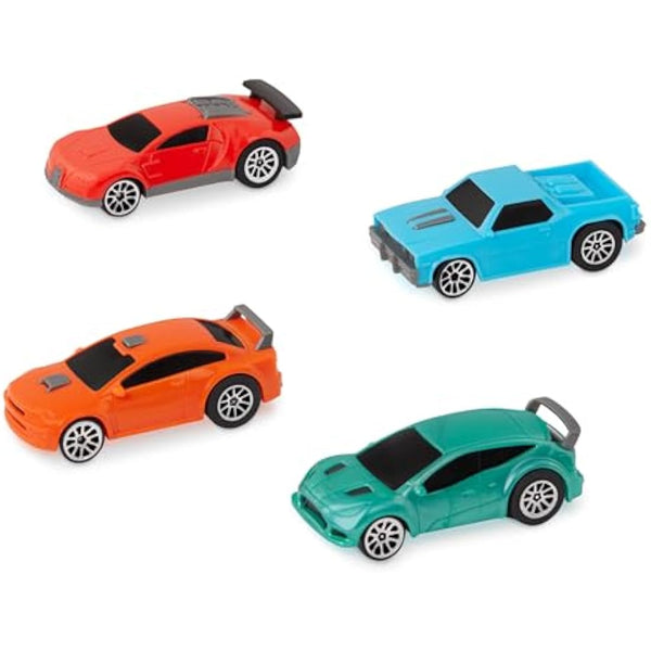 DRIVEN by Battat - Pull-Back 4 Pack Turbocharge Series Set with 4 Car Toys and Race Track Accessories for Girls and Boys, Age 3+