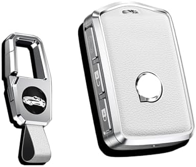 HIBEYO Key Case Fits for Volvo Smart Car Key Case Protective Cover Compatible with Volvo XC60 XC70 XC90 C30 S60 S80 S90 V60 V70 V90 key rings Key Box Leather Key Fob Accessories Side Buttons-