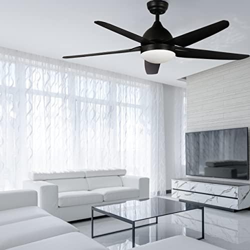FINXIN Ceiling Fan with Lamp, Ceiling Fan with Light White/Black Ceiling Fans for Bedroom,Living Room,Dining Room Including Motor,Blades,Remote Switch (52" Black 5-Blades)