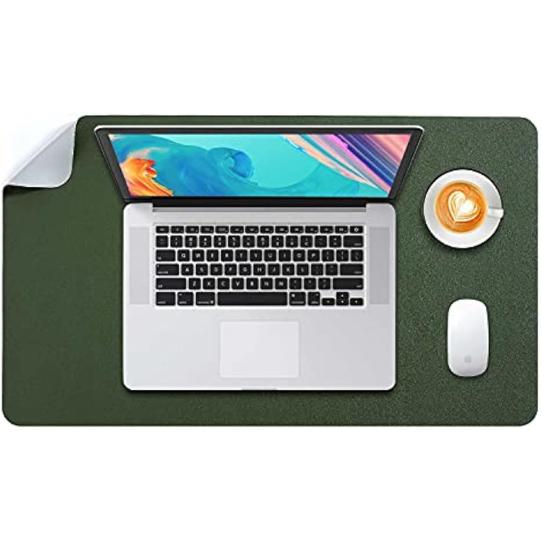 Desk Pad Large, Desk Mat, Extended Mouse Mat, Mouse Pad L, Desk Blotter, DOBAOJIA Laptop Pad Writing Pad for Office/Home, Dual-Side Use PU Leather Waterproof 23.6" X 13.8"(Dark Green/Gray)
