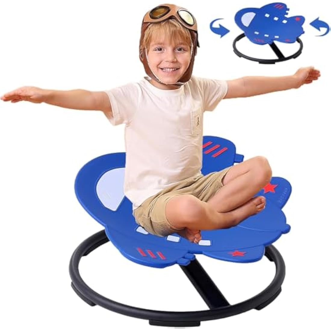 Sensory Chair for Kids Autism Sensory Products Sit and Spin Autism Toys Spinning Chair ADHD Swivel Training Body Coordination (Blue)